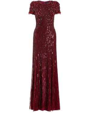 Jenny Packham Eliza Beaded Maxi Dress - Red