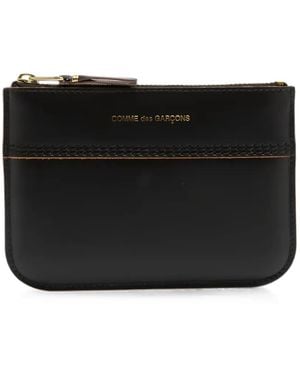 Comme des Garçons Triple Stitch Logo-Stamp Leather Wallet - Black