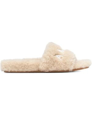 Amiri Shearling Slides - White