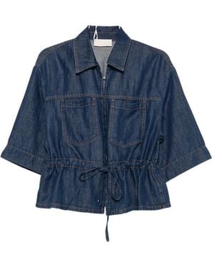 iBlues Drawstring-Waist Peplum-Hem Shirt - Blue