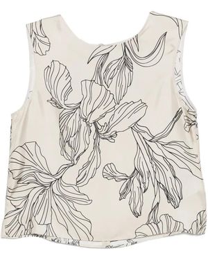 ROSSO35 Blouse Sans Manches À Fleurs - Blanc