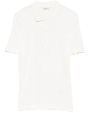 GANT Ribbed-Knit Logo-Embroidered Polo Top - White