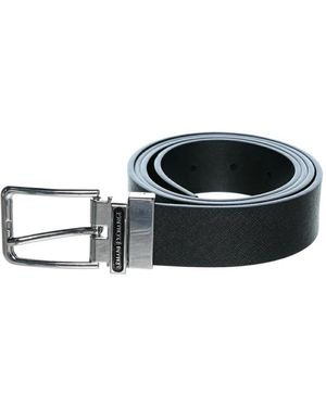 ARMANI EXCHANGE Logo-Engraved Plate Belt - Black