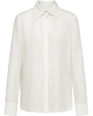 Ferragamo Monogram Print Silk Shirt - White