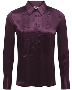 L'Agence Divya Pintuck Tux Shirt - Purple