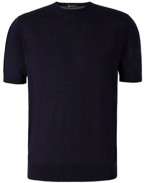 Colombo T-Shirt En Maille Fine À Col Rond - Bleu