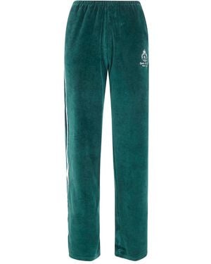 Sporty & Rich Side-Stripe Logo-Embroidered Tack Trousers - Green