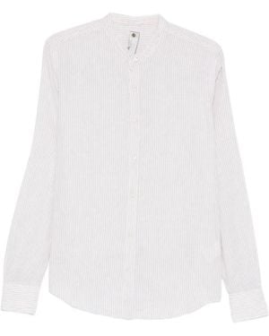 Imperial Vertical-Stripe Band-Collar Shirt - White
