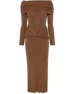 AYA MUSE Gebreide Maxi-Jurk - Bruin