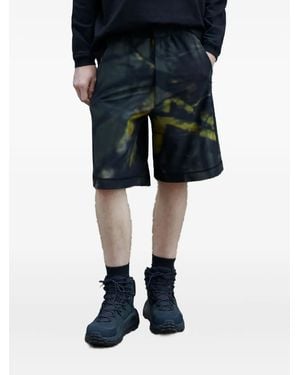 Massimo Osti Studio Camouflage-Print Elasticated-Waistband Shorts - Blue