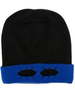 Frenckenberger Eye-Motif Intarsia-Knit Beanie Hat - Black