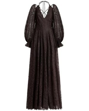 Etro Long Lace Dress With Paisley-Motif - Black