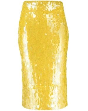 P.A.R.O.S.H. Sequin-Embellished Midi Skirt - Yellow