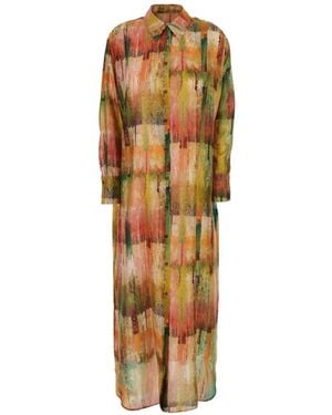 Momoní Printed Collared Dress - Metallic