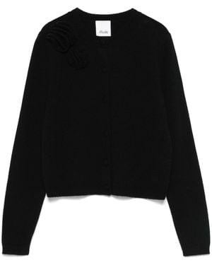 Allude Floral-Appliqué Cardigan - Black