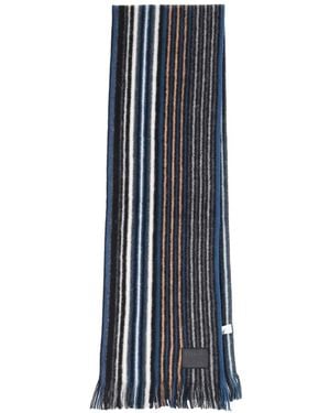 Paul Smith Striped Fringed Scarf - Blue