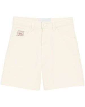 Ami Paris Cotton Shorts With Heritage Label - Natural