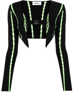 Ambush コントラストトリム クロップドカーディガン - ブラック