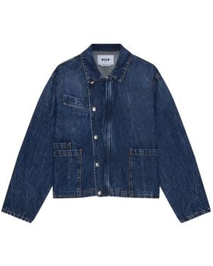 MSGM Veste En Jean À Poches Plaquées - Blue