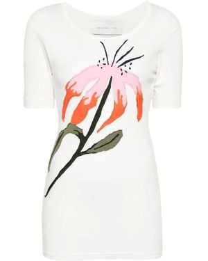 Conner Ives Floral-Patch T-Shirt - White