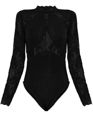 Zimmermann Clash Lace Spliced Bodysuit - Black