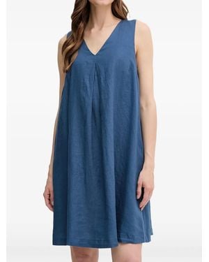 Benetton Pleated V-Neck Midi Dress - Blue