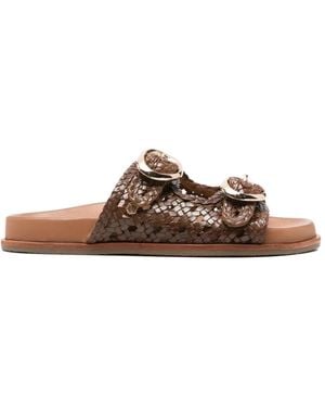 Carmela Woven Leather Sandals - Brown