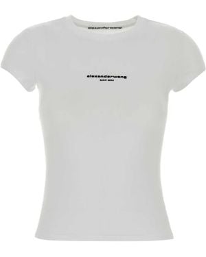 Alexander Wang Camiseta Con Logo Estampado - Blanco