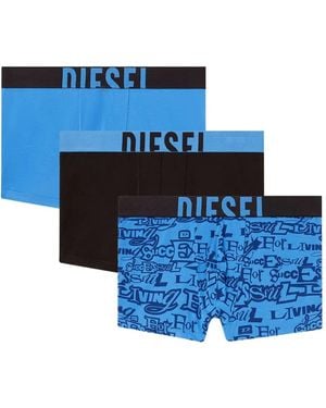DIESEL Damien-D-Pop Logo-Waistband Boxer Briefs - Blue