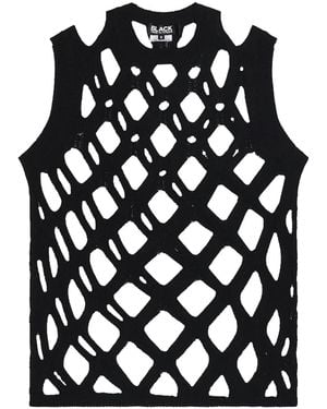 Comme des Garçons Open-Knit Long-Sleeve Top - Black