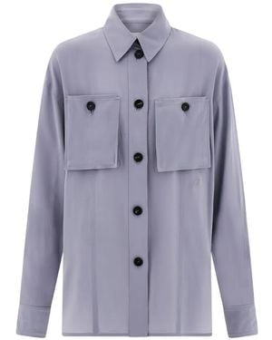 Ferragamo Collared Silk Shirt - Blue