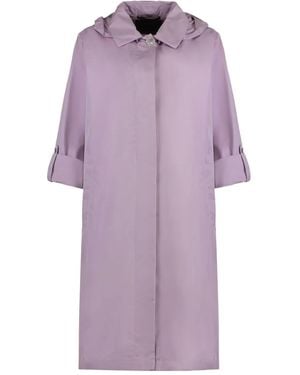 Moorer Isadora Drawstring-Waist Hooded Coat - Purple