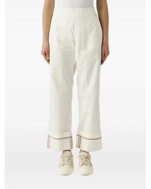 Herno Piped-Trim Turn-Up Trousers - White