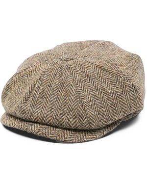 Emporio Armani Herringbone-Pattern Baker Boy Hat - Grey
