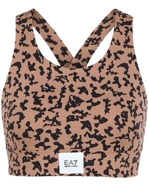 EA7 Sujetador Deportivo Con Animal Print Y Tiras Cruzadas - Marrón