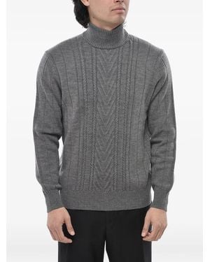 Paolo Pecora Cable-Knit Mock-Neck Jumper - Grey