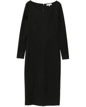 Antonelli V-Neck Long-Sleeve Midi Dress - Black