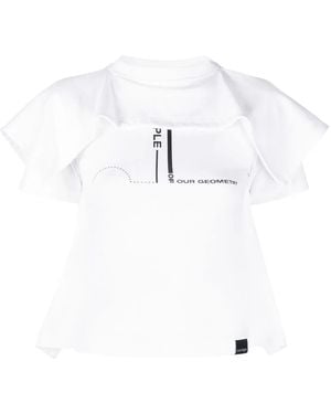 Courreges ラッフルレイヤー Tシャツ - ホワイト