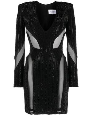 Philipp Plein Padded Crystal-Embellished Minidress - Black