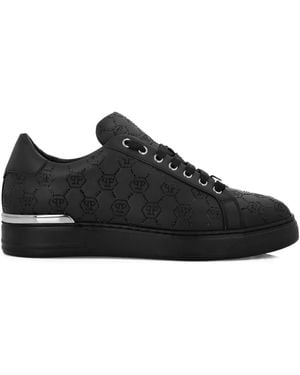 Philipp Plein Low Top Sneakers Carson Monogram Strass - Black
