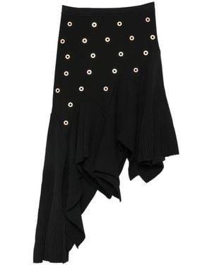 Sandro Eyelet-Embellished Asymmetrical Knitted Skirt - Black
