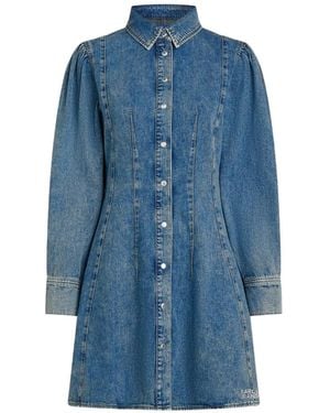 KARL LAGERFELD Puff-Sleeve Denim Mini Dress - Blue