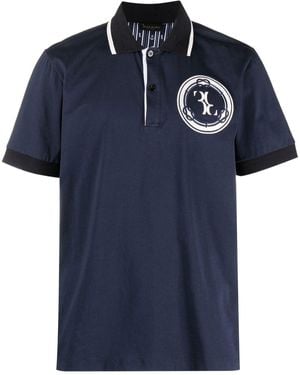 Billionaire Logo-Patch Polo Shirt - Blue