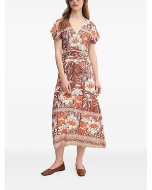 INTROPIA Maxikleid mit Blumen-Print - Weiß