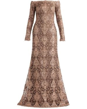 Tadashi Shoji Off-Shoulder Maxi Dress - Brown