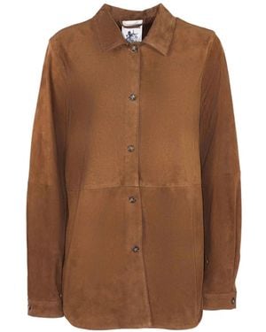 Semicouture Chemise En Cuir Boutonnée - Brown