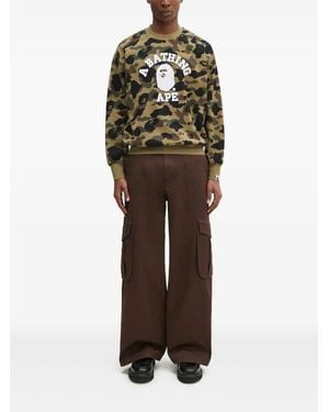 A Bathing Ape Sweater Met Camouflageprint En Apekop - Naturel