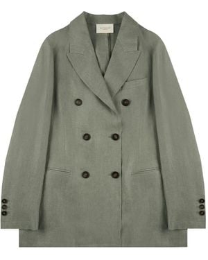 Slowear Double-Breasted Linen Jacket - Green