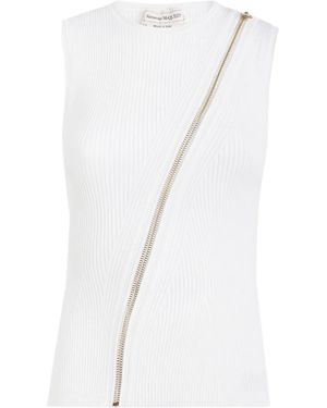 McQueen Zip-Detailing Vest - White
