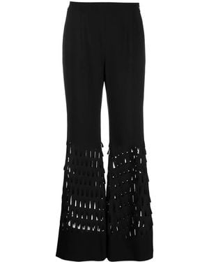 Alberta Ferretti Pinked-Detail Flared Trousers - Black